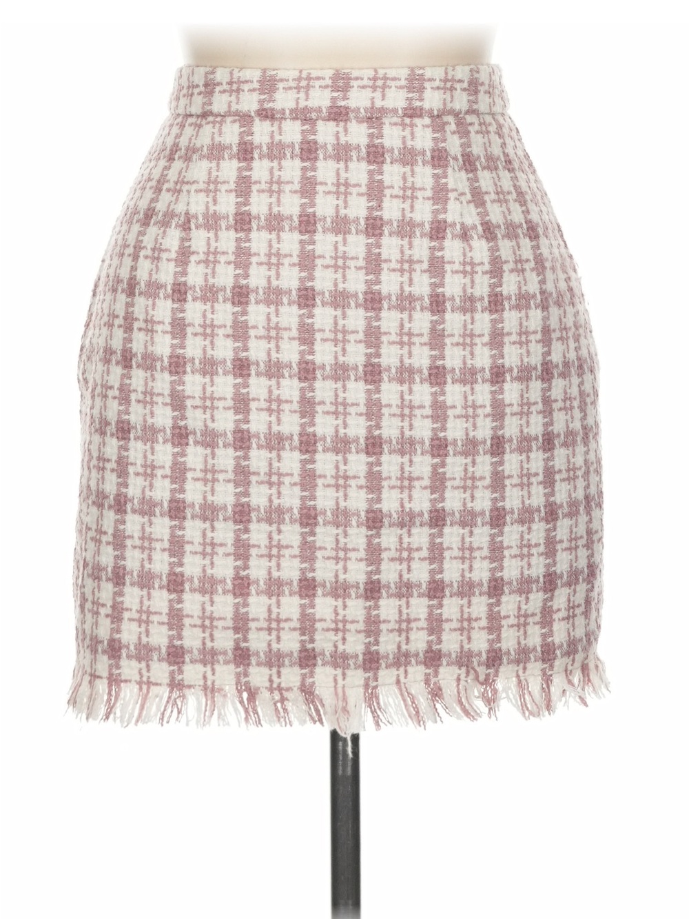 Fashion Nova Pink and White Plaid Tweed Mini Skirt